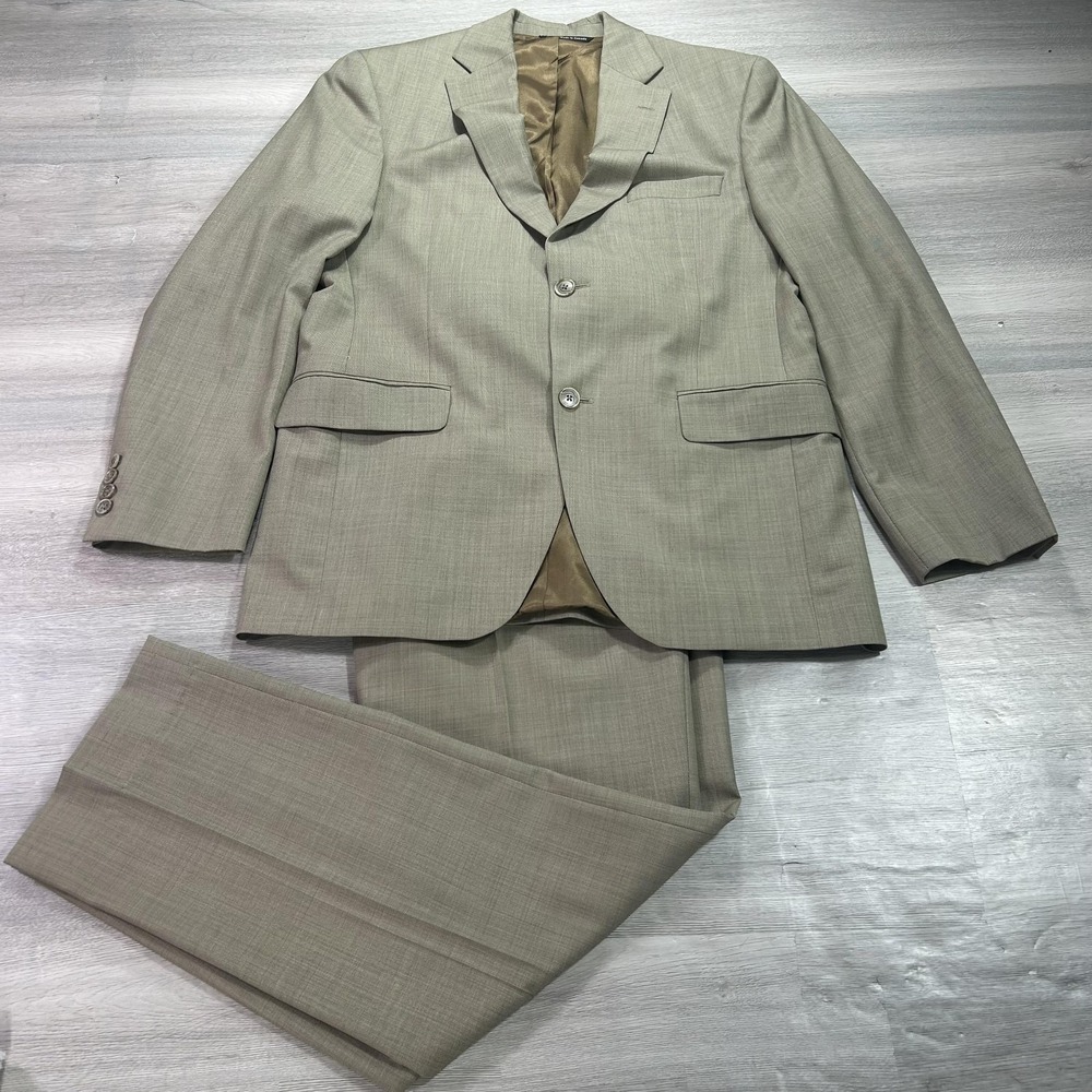 Jack Victor Suit Mens 38R Jacket 32x32 Pants Beige Wool 2 Piece Made Canada
